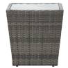 Stylish Grey Tea Table - 41.5x41.5x43 cm - Poly Rattan & Glass