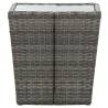 Stylish Grey Tea Table - 41.5x41.5x43 cm - Poly Rattan & Glass