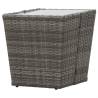 Stylish Grey Tea Table - 41.5x41.5x43 cm - Poly Rattan & Glass