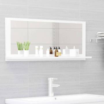 Stylish High Gloss White Bathroom Mirror - 90x10.5x37 cm