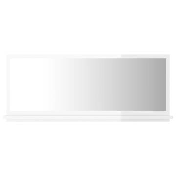 Stylish High Gloss White Bathroom Mirror - 90x10.5x37 cm