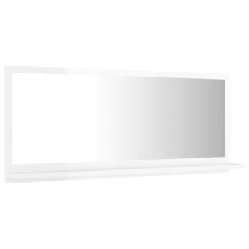 Stylish High Gloss White Bathroom Mirror - 90x10.5x37 cm