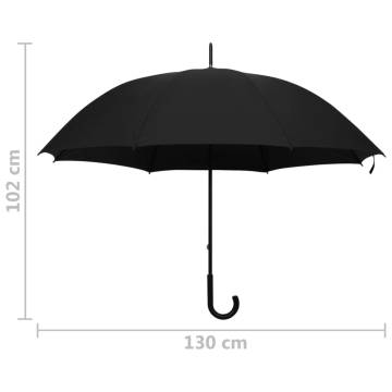 Umbrella Black 130cm - Stylish & Durable Rain Protection