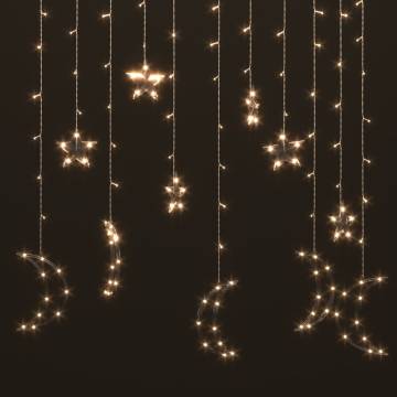 Star and Moon Fairy Lights with Remote Control | 138 LED Warm White