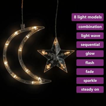 Star and Moon Fairy Lights with Remote Control | 138 LED Warm White