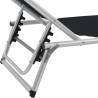 Folding Sun Lounger with Roof | Aluminium & Textilene Black