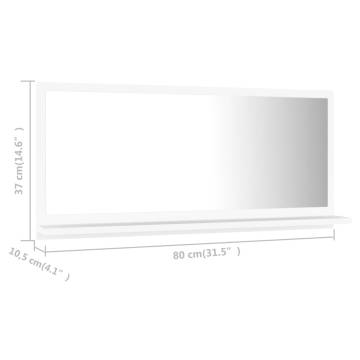 Stylish White Bathroom Mirror 80x10.5x37 cm - Hipomarket