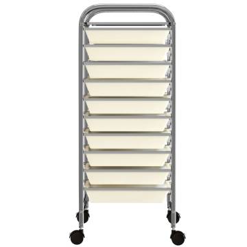 10-Drawer Mobile Storage Trolley - White Plastic | HipoMarket