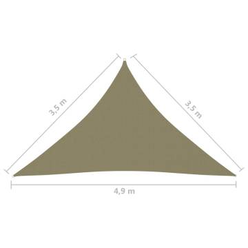 Beige Triangular Sunshade Sail - 3.5x3.5x4.9m Oxford Fabric