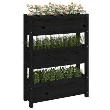 Solid Pine Wood Planter - Black 77x25x104.5 cm | Hipomarket