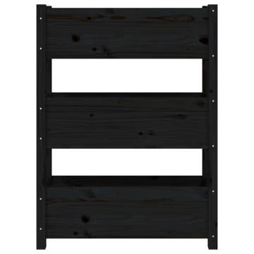 Solid Pine Wood Planter - Black 77x25x104.5 cm | Hipomarket