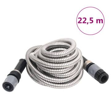 Durable Stainless Steel Garden Hose with Spray Nozzle - 22.5 m