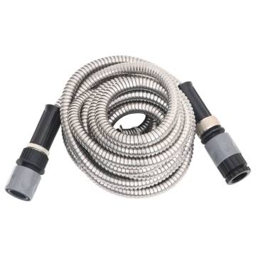 Durable Stainless Steel Garden Hose with Spray Nozzle - 22.5 m