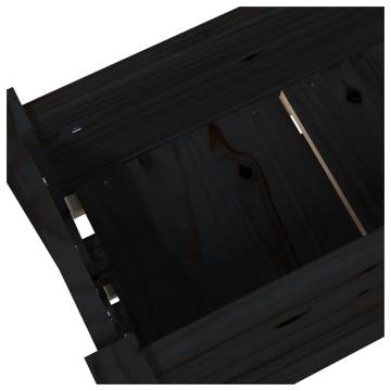 Solid Pine Wood Planter - Black 77x25x104.5 cm | Hipomarket