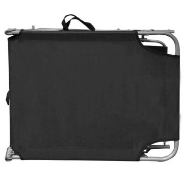 Folding Sun Lounger with Canopy - Black Aluminium | HipoMarket