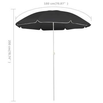 Outdoor Parasol with Steel Pole Anthracite 180 cm - HipoMarket