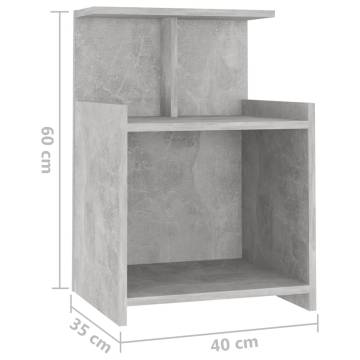 Stylish Concrete Grey Bed Cabinet - 40x35x60 cm | HipoMarket