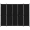 5-Panel Black Room Divider - 250x200 cm Fabric Privacy Screen