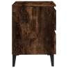 Chic Smoked Oak Bed Cabinet with Metal Legs - 40x35x50 cm