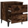 Chic Smoked Oak Bed Cabinet with Metal Legs - 40x35x50 cm