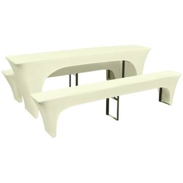 Three Piece Cream Slipcover Set for Beer Table & Benches