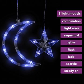 Star and Moon Fairy Lights - Remote Control 138 LED Blue