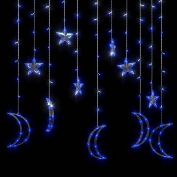 Star and Moon Fairy Lights - Remote Control 138 LED Blue