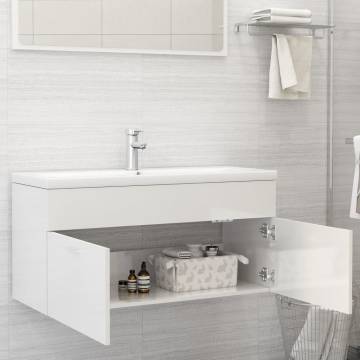 High Gloss White Sink Cabinet - 100x38.5x46 cm