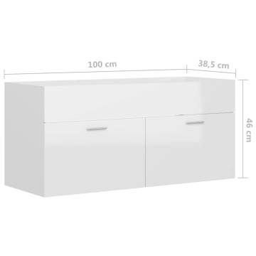 High Gloss White Sink Cabinet - 100x38.5x46 cm