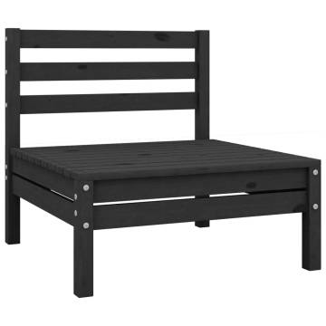 Garden Middle Sofa Black Solid Wood Pine - Relax in Style