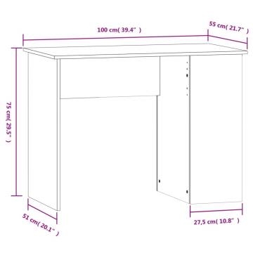 Modern White Desk 100x55x75 cm - Engineered Wood | HipoMarket