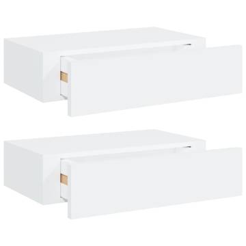 Elegant Wall-Mounted Drawer Shelves - 2 pcs White 40x23.5 cm