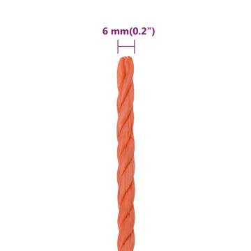 Work Rope Orange 6mm 100m Polypropylene | Durable & Versatile