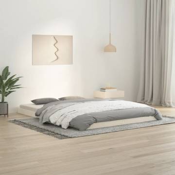 White Bed Frame 140x200 cm - Solid Pine Wood | HipoMarket