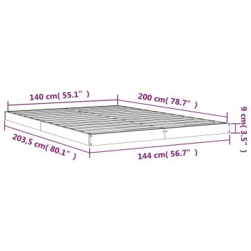 White Bed Frame 140x200 cm - Solid Pine Wood | HipoMarket