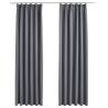 Blackout Curtains with Hooks - Grey 140x245 cm - 2 pcs