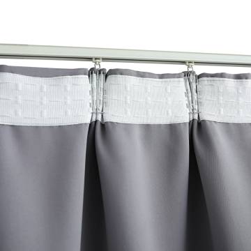 Blackout Curtains with Hooks - Grey 140x245 cm - 2 pcs