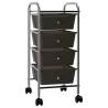 4-Drawer Mobile Storage Trolley - Black Plastic | HiPoMarket