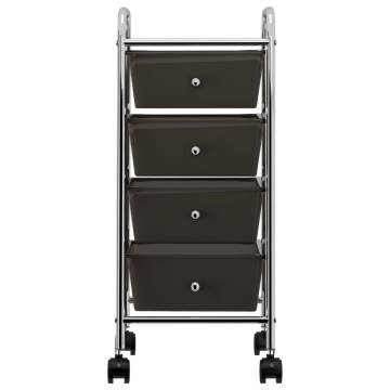 4-Drawer Mobile Storage Trolley - Black Plastic | HiPoMarket