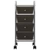 4-Drawer Mobile Storage Trolley - Black Plastic | HiPoMarket