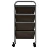 4-Drawer Mobile Storage Trolley - Black Plastic | HiPoMarket