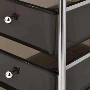 4-Drawer Mobile Storage Trolley - Black Plastic | HiPoMarket