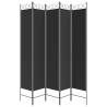 5-Panel Black Room Divider 200x220 cm - Stylish Privacy Solution