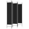 5-Panel Black Room Divider 200x220 cm - Stylish Privacy Solution