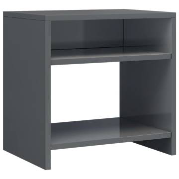 Stylish High Gloss Grey Bedside Cabinet | 40x30x40 cm