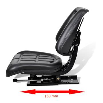 Comfortable Black Tractor Seat with Backrest | Hipo Market