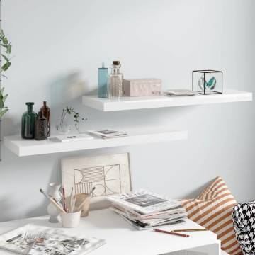 Stylish Floating Wall Shelves - High Gloss White, 2 pcs