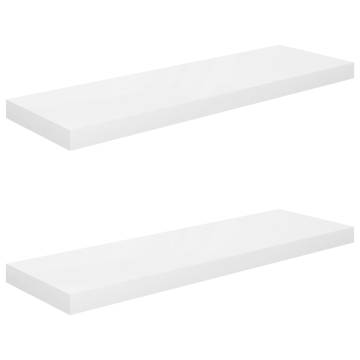 Stylish Floating Wall Shelves - High Gloss White, 2 pcs