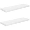 Stylish Floating Wall Shelves - High Gloss White, 2 pcs