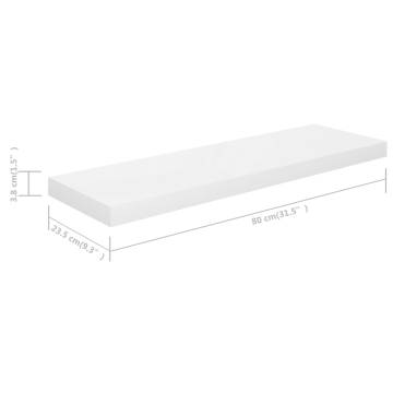 Stylish Floating Wall Shelves - High Gloss White, 2 pcs